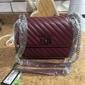 Badgley Mischka Plum Quilted Crossbody Bag